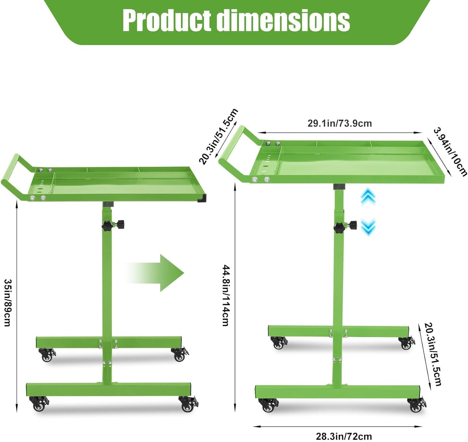 Robust Rolling Tool Tray Cart, 30" x 20" Mobile Workbench with 4 Swivel Casters, Heavy-Duty Steel Garage Work Station, Easy Assembly for Automotive Repair, DIY Projects, Workshop & Jobsite