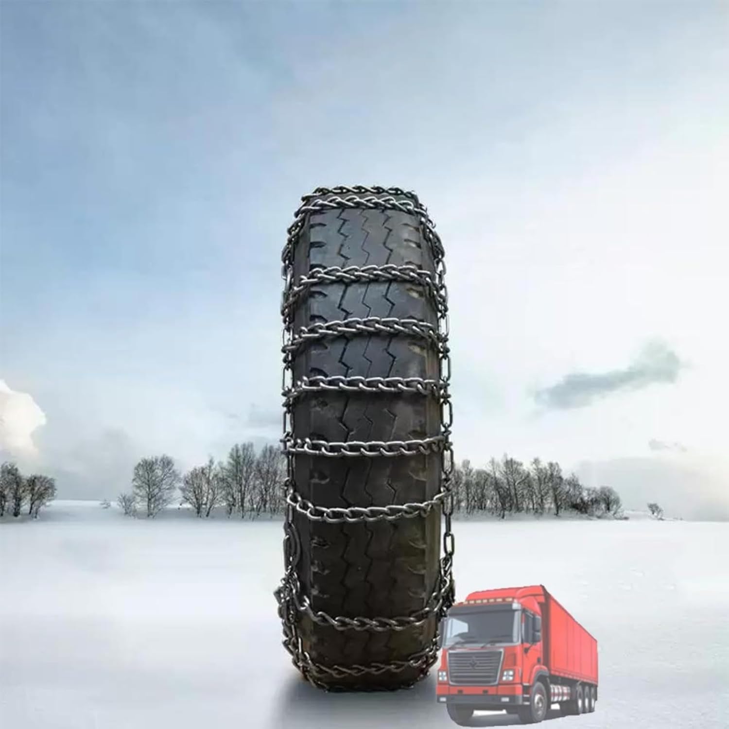 2pcs Snow Chains For Cars Suv Pickup Trucks - Quick Fit AND Easy Installation, Reusable Universal Emergency Traction Chains for Kinds of Trucks 7.00-16 2pcs 295/80R22.5