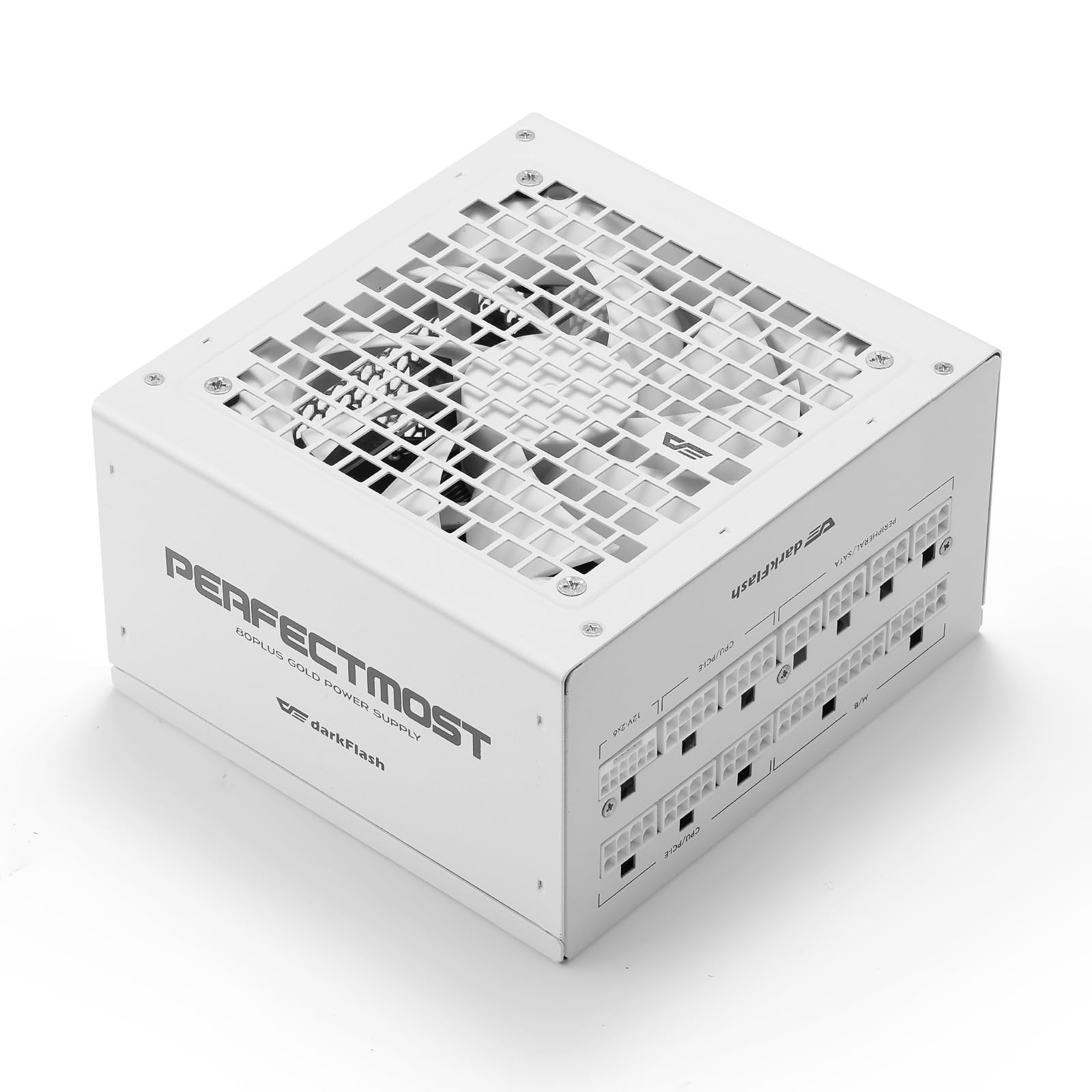 darkFlash PMT850 Vollmodulares ATX 3.1-Netzteil, 80 Plus Gold Effizienz, PCIe 5.1 & 12VHPWR-Unterstützung, 100% Japanische 105°C-Kondensatoren, Kompakte 150-mm-Bauweise (Weiß)