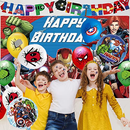 150 Pcs Superhero Blue Theme Birthday Party Supplies For Boys And Girls Decoration With Plant Balloon,Tableware,Paper Cup,Tablecloth, Backdrop Super Movie Theme Party #TOP4