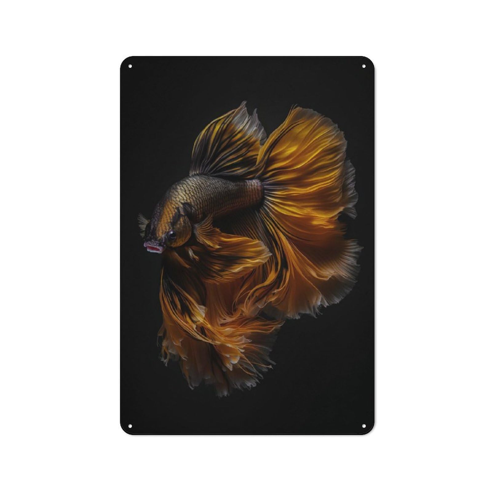 Junmoney Betta Fish Gold Balck For Lounge Or Reading Corner, Vintage Metal Sign 30X20cm, For Collectors Decorating Lounges And Reading Corners