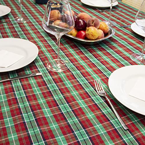Toalha de Mesa de Natal Xadrez Verde e Vermelha. Linda Toalha de Natal Tecido Nobre, Encorpado e de
