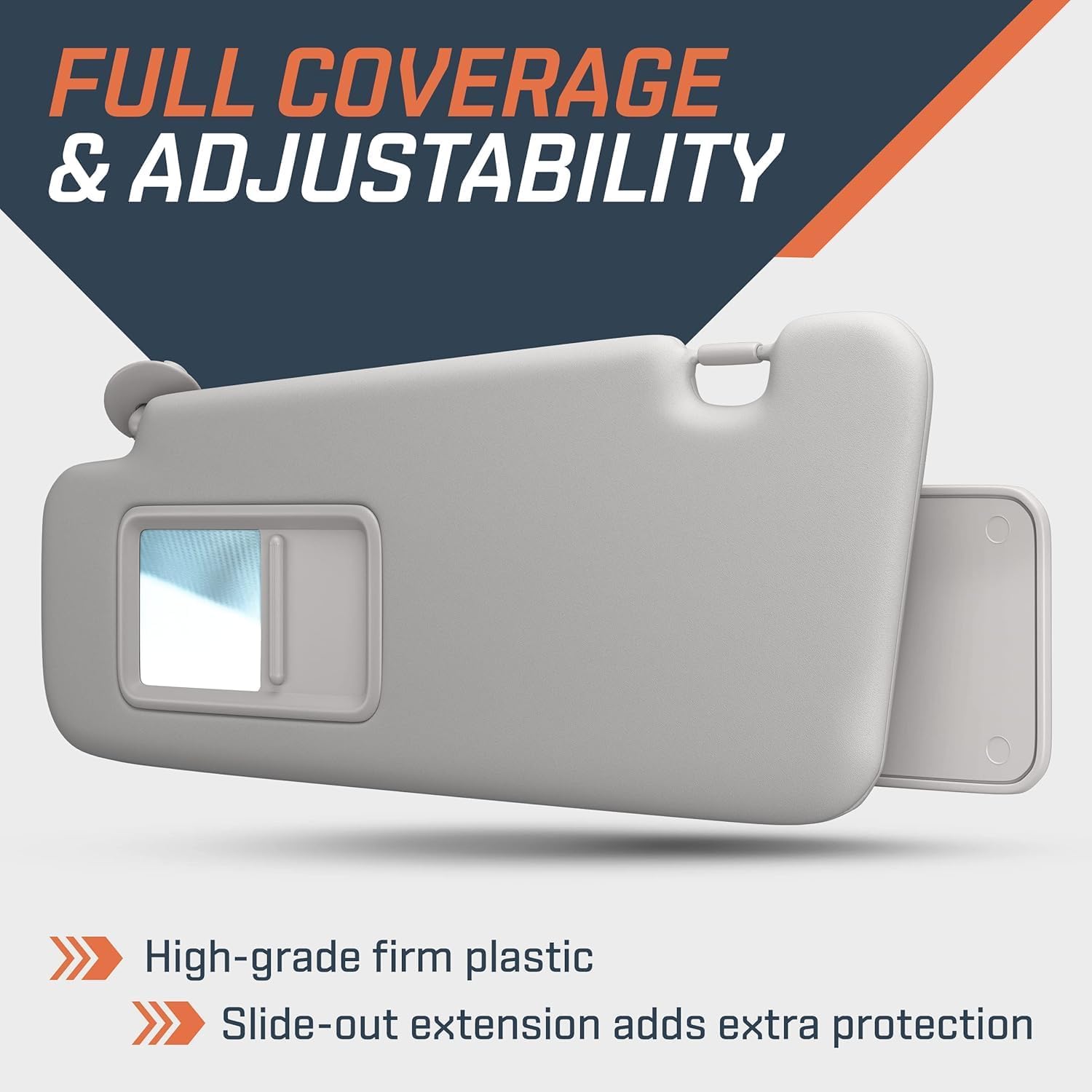 SAILEAD Left Driver Side Sun Visor Replacement Compatible with Toyota Highlander 2008 2009 2010 2012 2013 with Light 74320-48500-B0, Grey