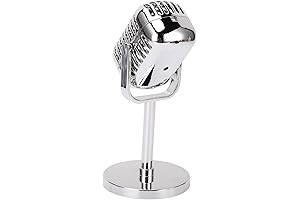 Retro Microphone Props Simulation Classic Fake Vintage Microphone Props Model Bar Decoration Electroplated Silver