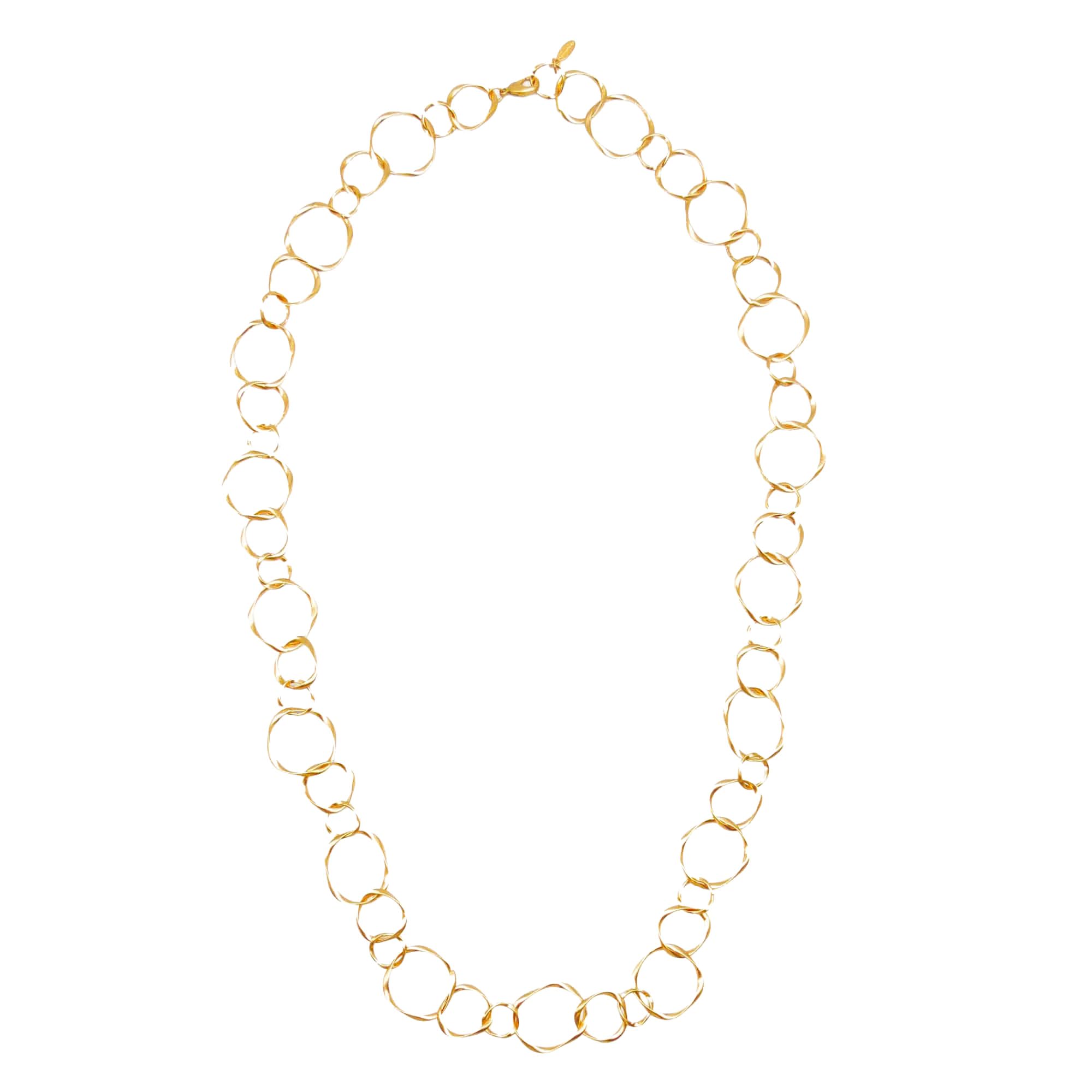 Goldkette Damen Statement Gliederkette 110 cm ohne Anhänger | Metall Halskette aus Messing Gold Kette Damenkette lang Halsketten für Frauen lange Modeschmuckketten mit Ringen Y2K