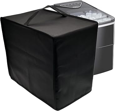 Ice Maker Cover for AGLUCKY Countertop Ice Maker Machine, Waterproof Dustproof Heat-Resistant Scratch-Resistant UV-Resistant Cover for Ice Maker Countertop Nugget, 600D Nylon Black