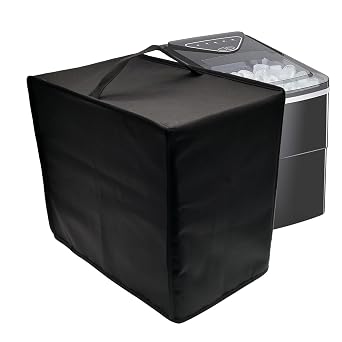 Ice Maker Cover for AGLUCKY Countertop Ice Maker Machine, Waterproof Dustproof Heat-Resistant Scratch-Resistant UV-Resistant Cover for Ice Maker Countertop Nugget, 600D Nylon Black