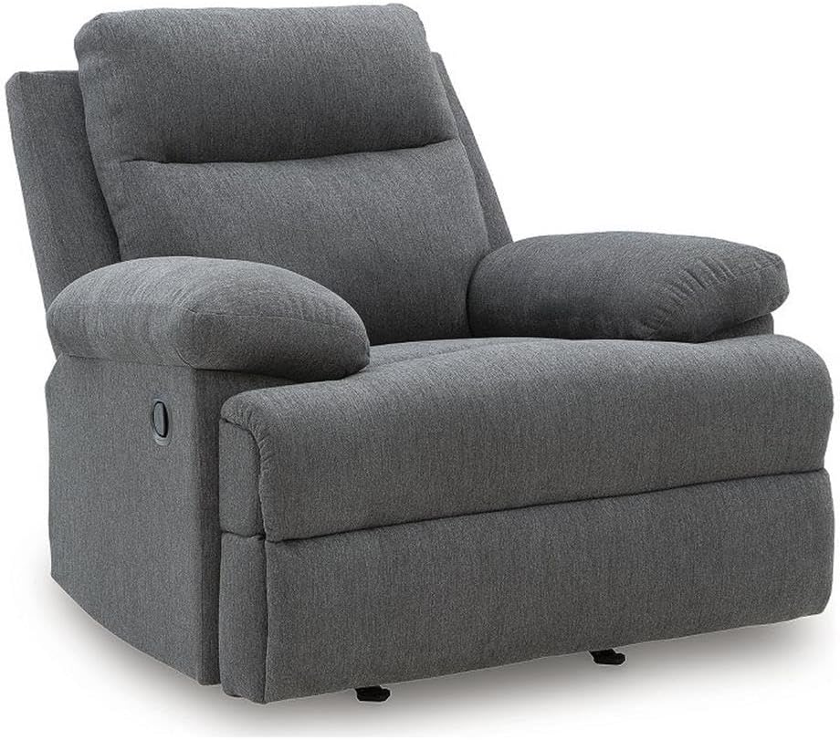 BOWERY HILL Modern Polyester Recliner, Charcoal Gray Upholstery, Pillow Top Arms, 41" W x 40" D x 40" H, Corner-Blocked Frame with Metal Reinforcement, Comfortable Living Room Rocker Chair
