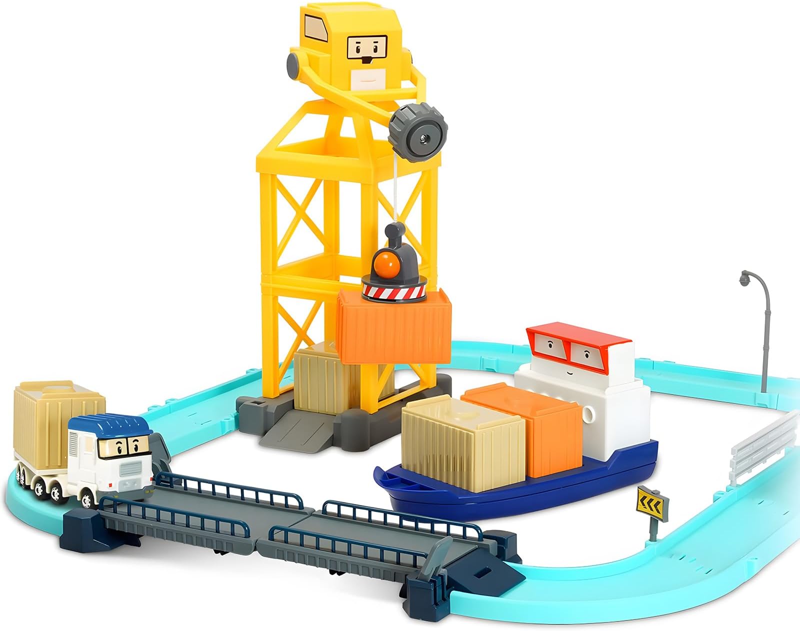 Robocar Poli Official Cargo Station Playset, Vehicle Car Race Track Builder (Tracks & Terry Die-cast Vehicle Included)