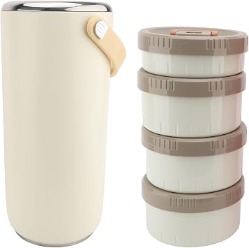 Vacuum Insulated Food Jar, Stainless Steel 3.4L Wide Mouth Leakproof Container - Long Lasting Thermal Insulation, Portable Hot Storage for Work and Travel White