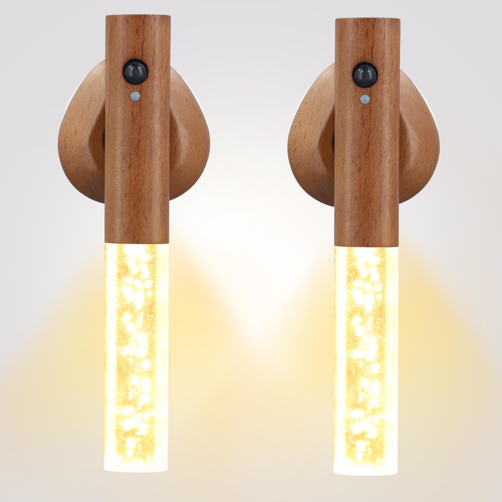 Motion Sensor Night Light, 2PCS Magnetic Cordless Wall Lights, Rechargeable Wall Lights Wall Mounted Torch Lights