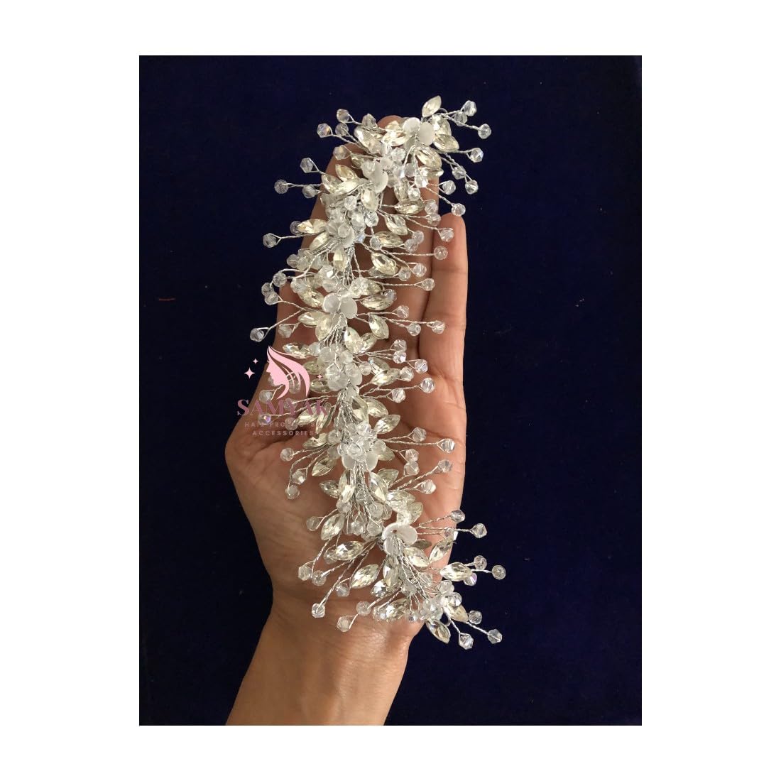 Samyak Wedding Hair Pins | Crystal & Pearl Beaded Hair Vine For Bridal Bridesmaid Tiara Hair Accessories (SILVER)