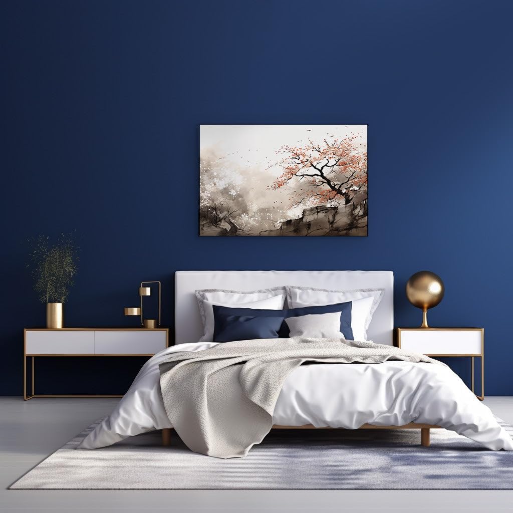 Canvas for Living room. Dreaming in Bloom: A Whimsical Tree's Tale Against the Sky, 27 x 18 inch Canvas Wall Art - Ready to Hang - 69x46 cm (27x18 inch)