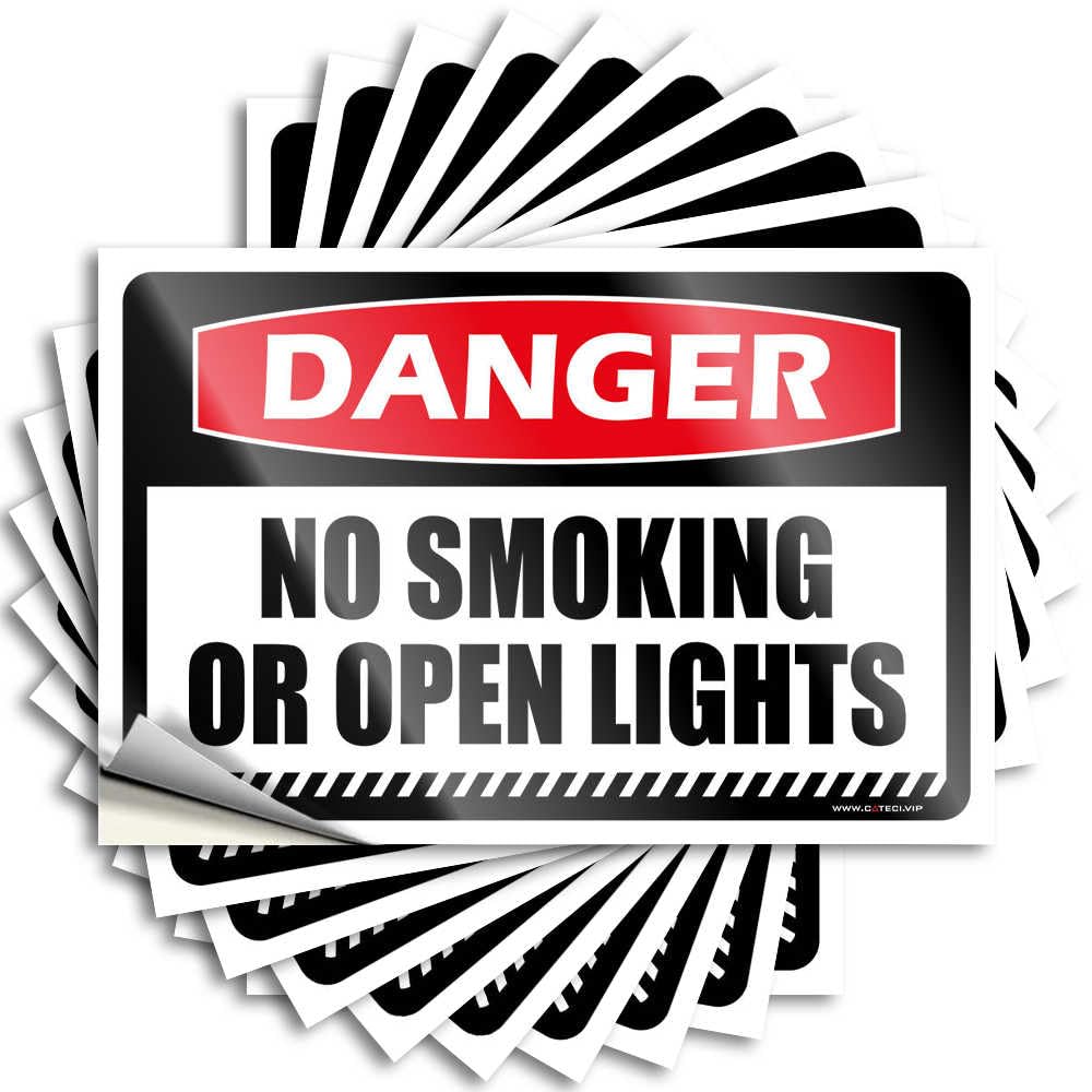 Hazard Tools Sticker, No Smoking or Open Lights 10 Pcs Stickers for Toolbox, Cave Man Bar (12 x 18 cm)