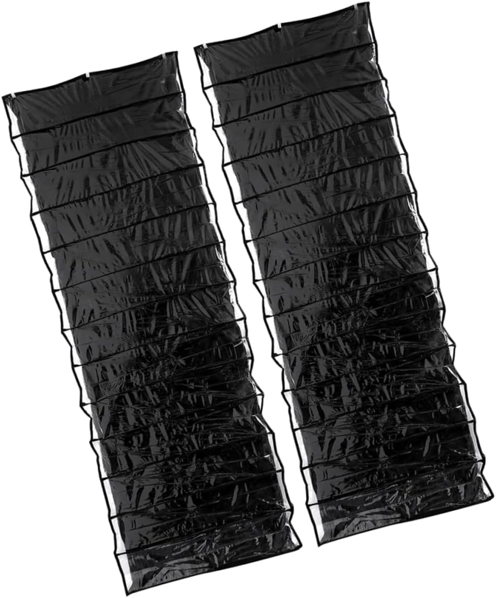 Healifty 2PCS Over Door Shoe Organizer Hanging Storage Rack with Hooks Space Saving Closet Shelf for Shoes Slippers Accessories for Bedroom Dorm Black