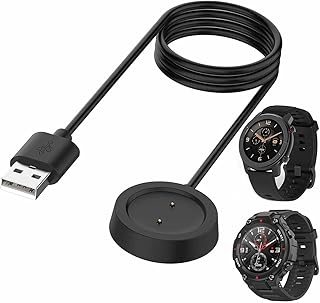 Dl3 Mobilak Magnetic Charger Compatible With Amazfit T-Rex/Amazfit GTS/Amazfit GTR 42mm/GTR 47mm,3.3ft/1m USB Charging Cable Stand Dock Smartwatch Accessories (Black)