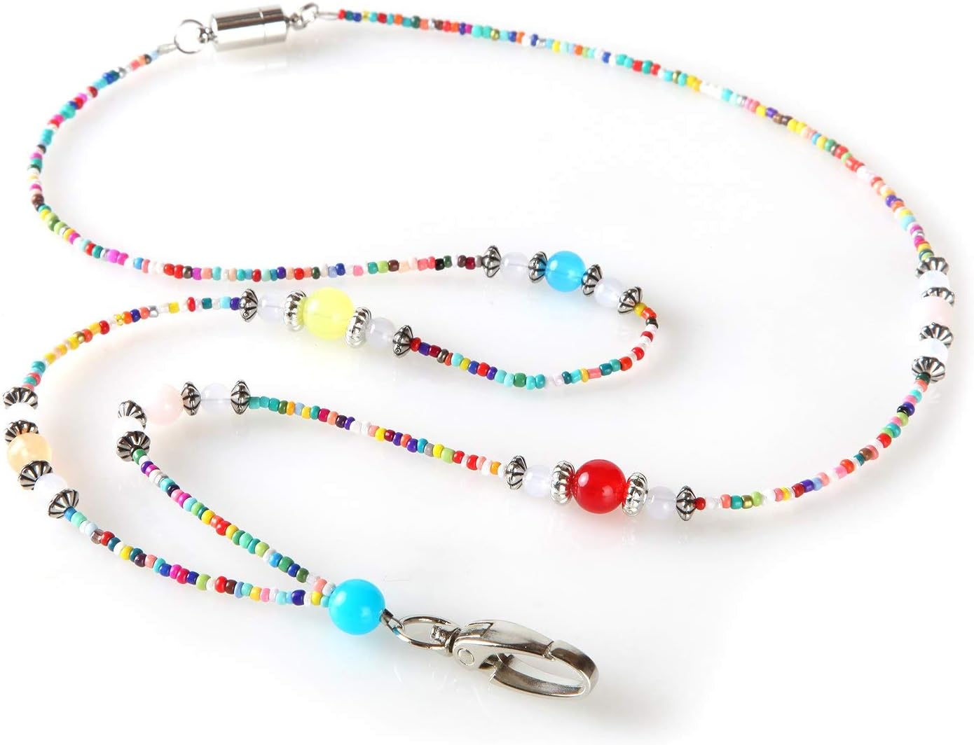 ID Avenue Lanyards for Women 19" Handmade Beaded Lanyard Id Holder Fashionable Breakaway Lanyard Necklace for Office Workers Doctors Nurses Teachers Students Jewelry lanyards for Id Badges (Festival)