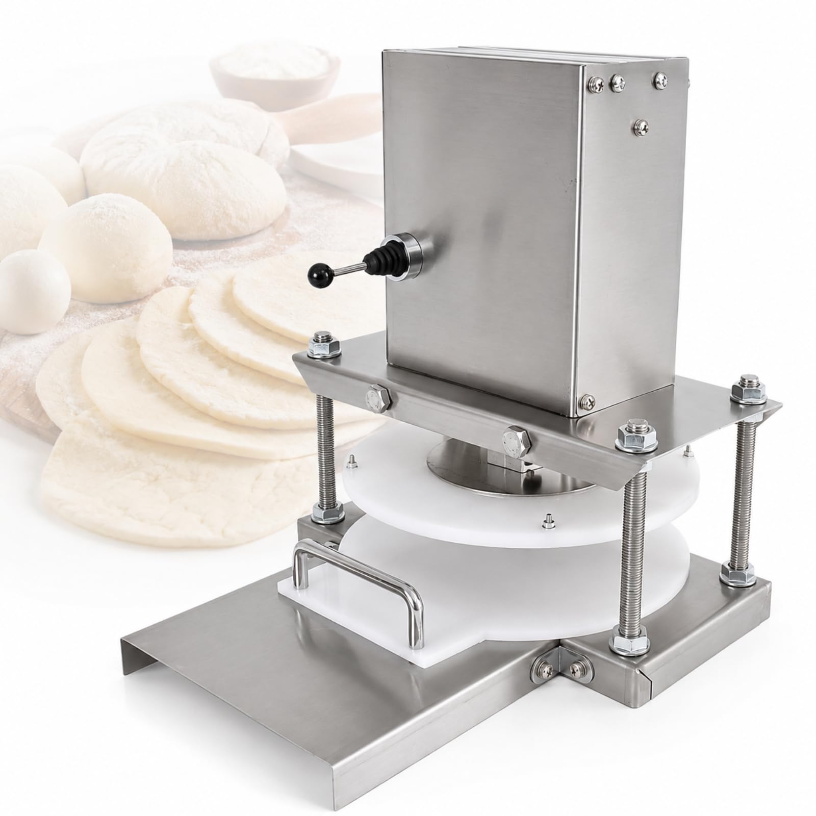 Pressa elettrica per impasto, in acciaio inox, con piastra da 22 cm, pressione 2000N, pressatore per impasto non riscaldante, per pizza, tortilla, tortilla, pasticceria