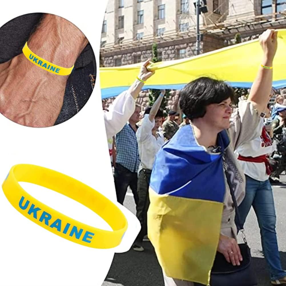 Ukraine Silicone Wristbands, Blue/Yellow, Ukrainian National Flags Pattern, Unisex Adults