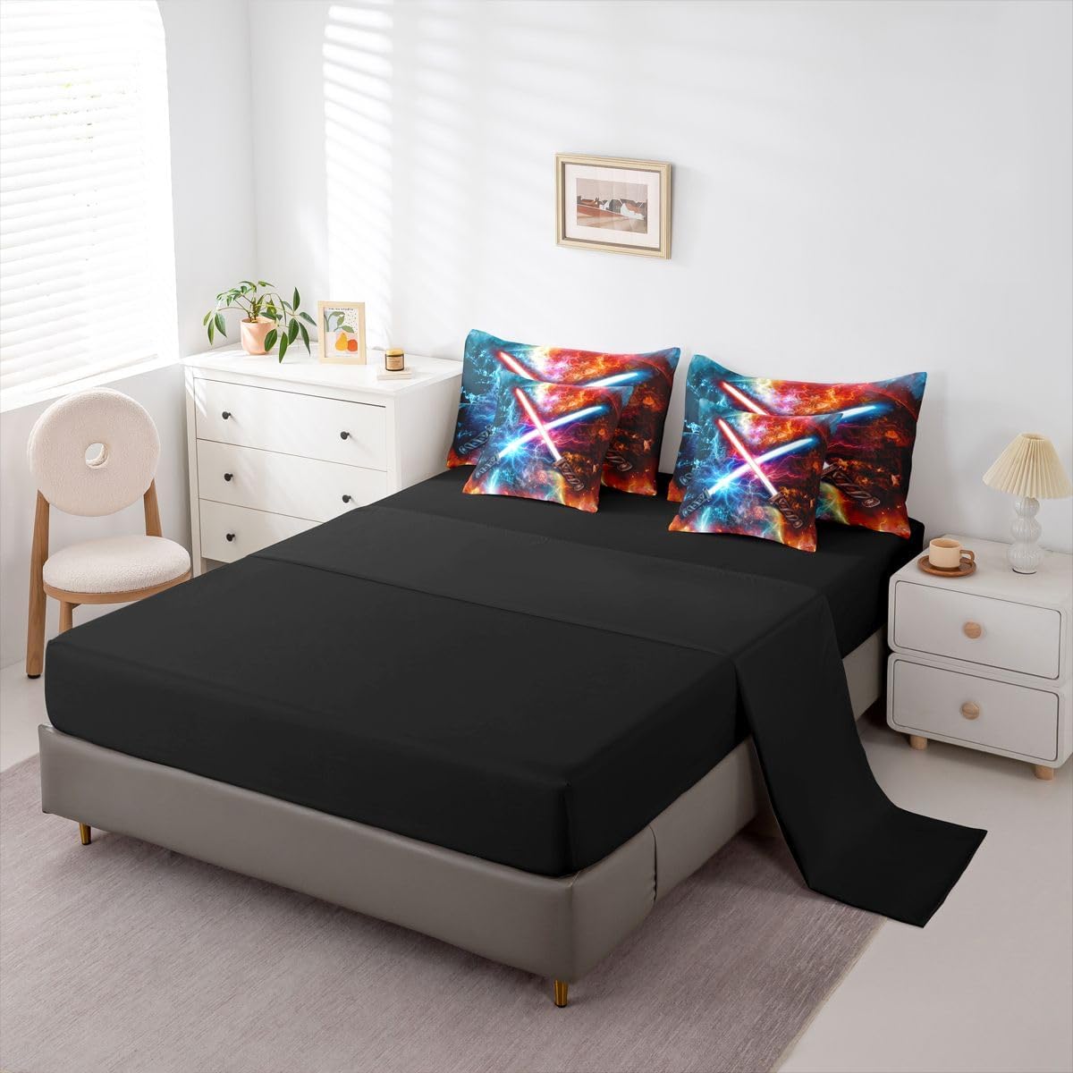 Feelyou Lightsaber Comforter Set with Sheets 7 Piece Full Size