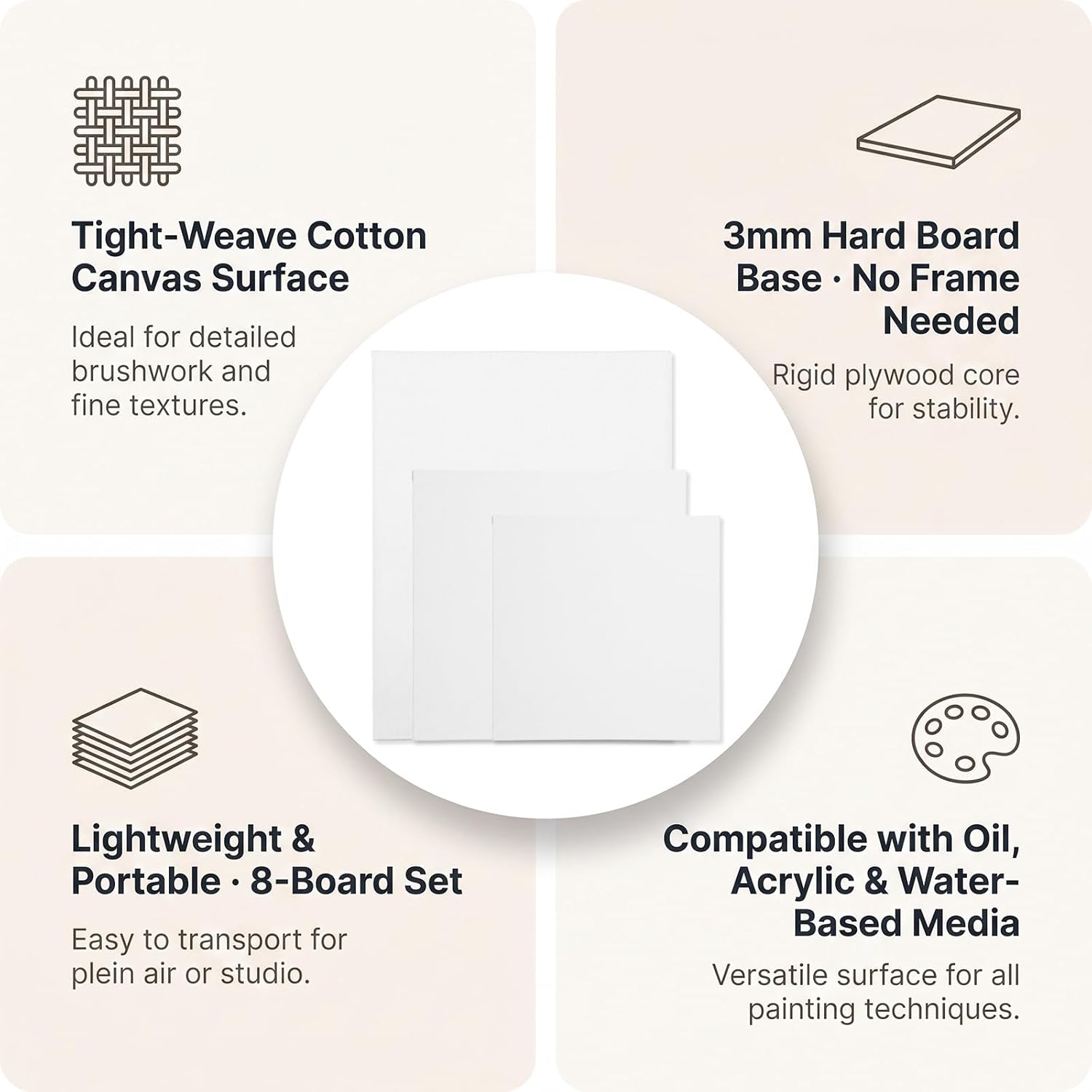 8 Pcs Blank Canvas for Painting, Art Canvas Boards for Painting