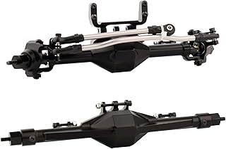 RZXYLRC CNC Metal Front and Rear Straight Complete Axle for 1/10 Axial SCX10 II 90046 90047 RC Crawler Car New Upgrade Parts (Black)