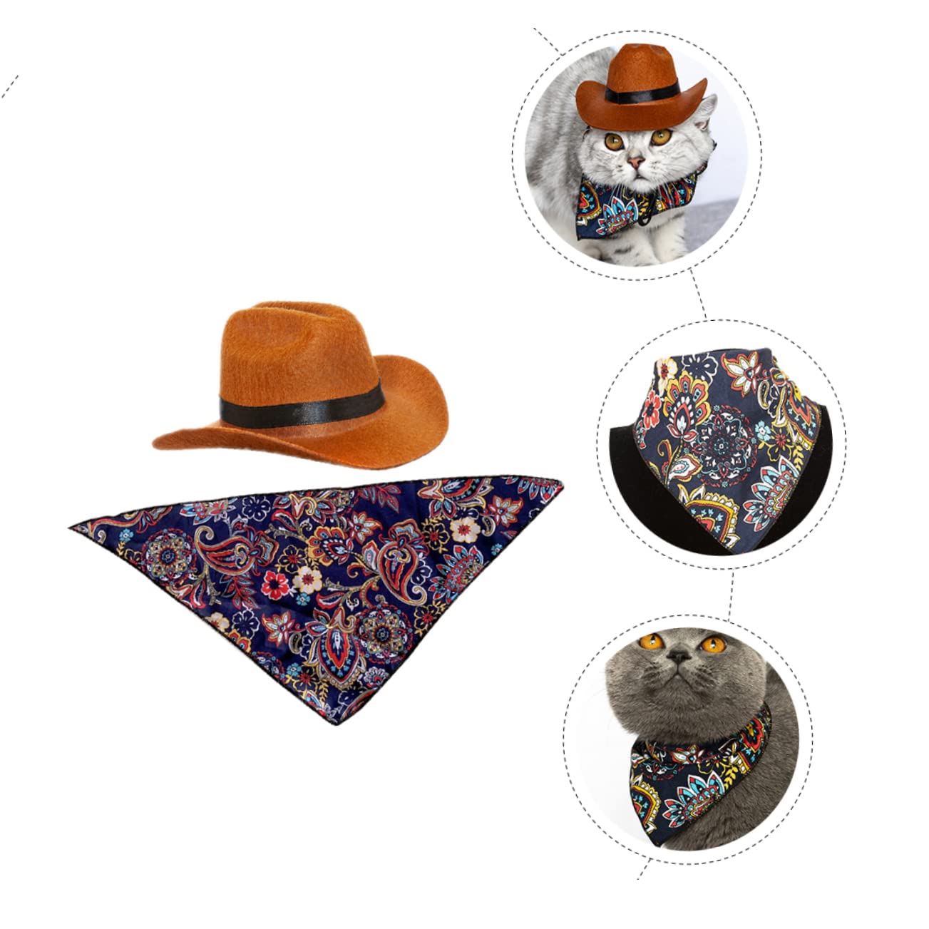 Happyyami 4piezas Sombrero De Gato y Perro con Bandana De Gorro Cómodo y Elegante para Mascotas Diseño Delicado para Fiestas y Eventos