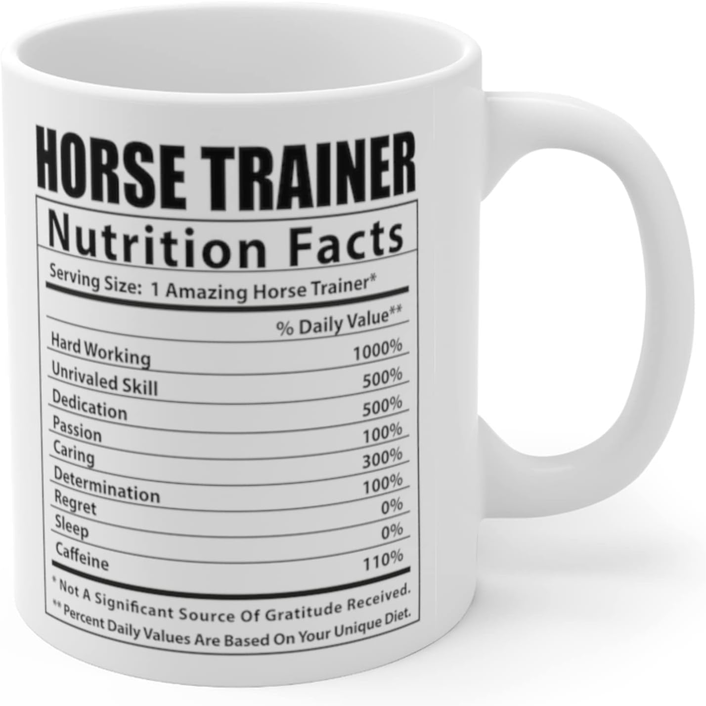 Lovesout Funny Horse Trainer Nutritional Facts Coffee Mug Birthday Gifts 2026 Christmas Nutrition Cup Ceramic White 11oz - Image 3
