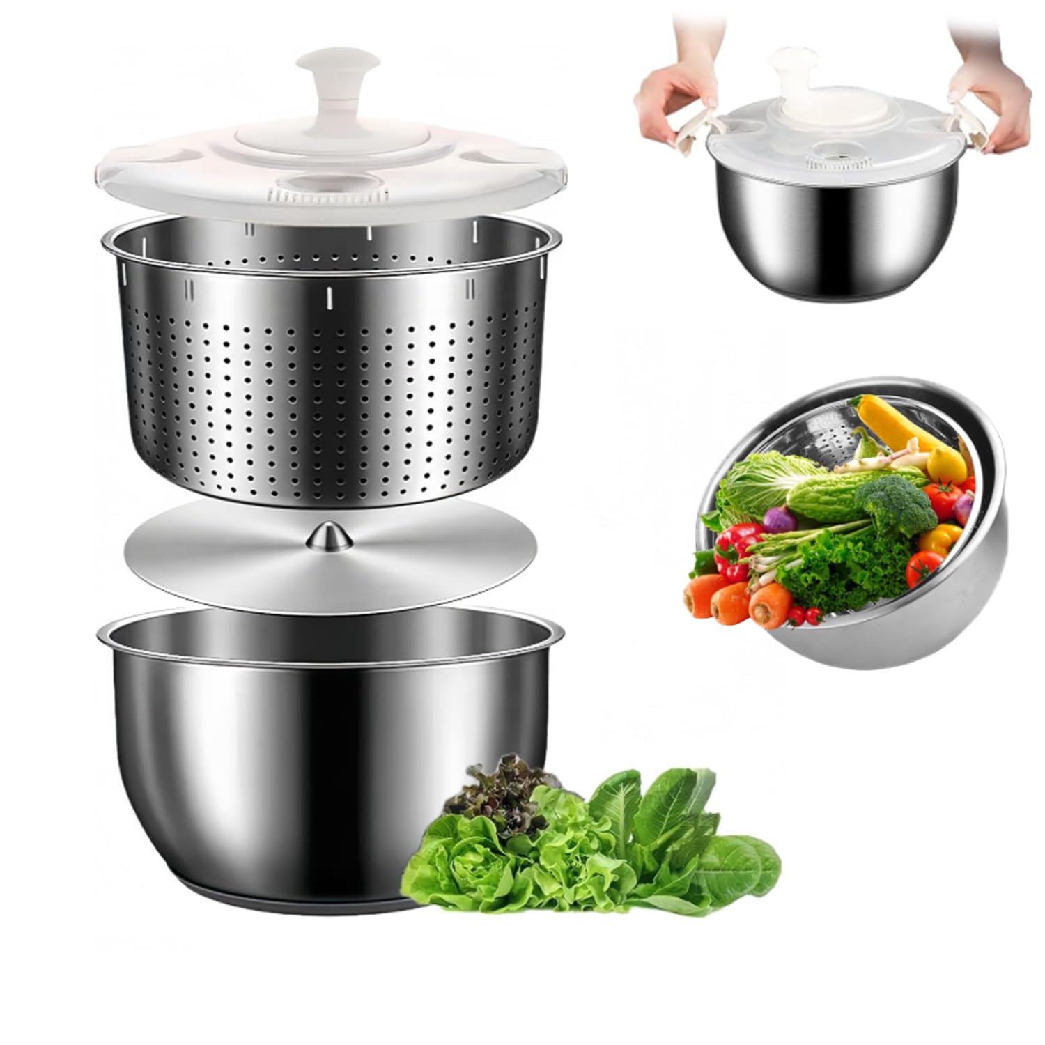 View 1 of DuZhiLixon 6L Stainless Steel Salad Spinner
