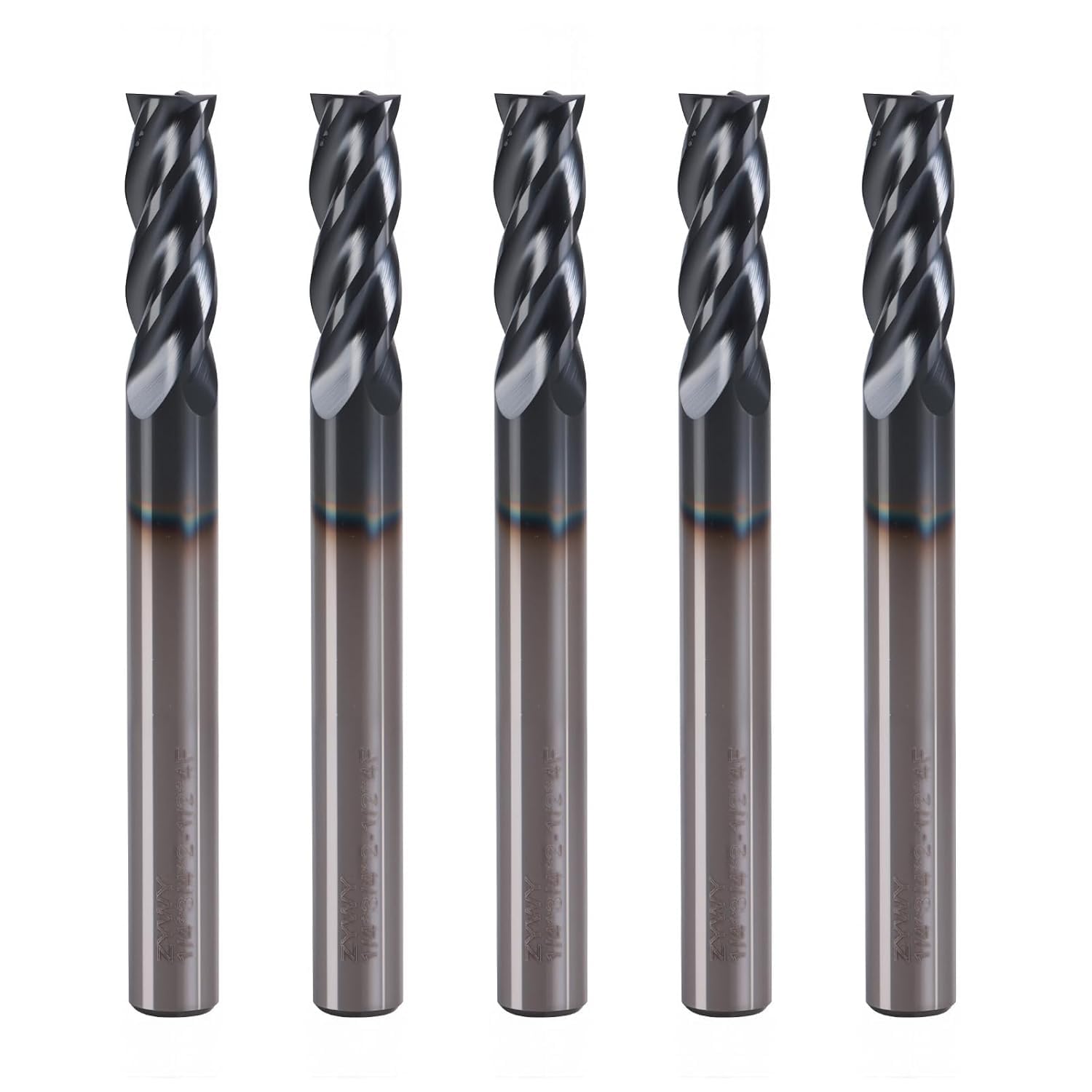 5Pcs 3/16” 4 Flute Carbide End Mill for Aluminum and Steel, AlTiN Coated Square Nose End Mill, CNC Milling Cutter, 5/8" Flute Length, 3/16" Shank, 2" Overall Length