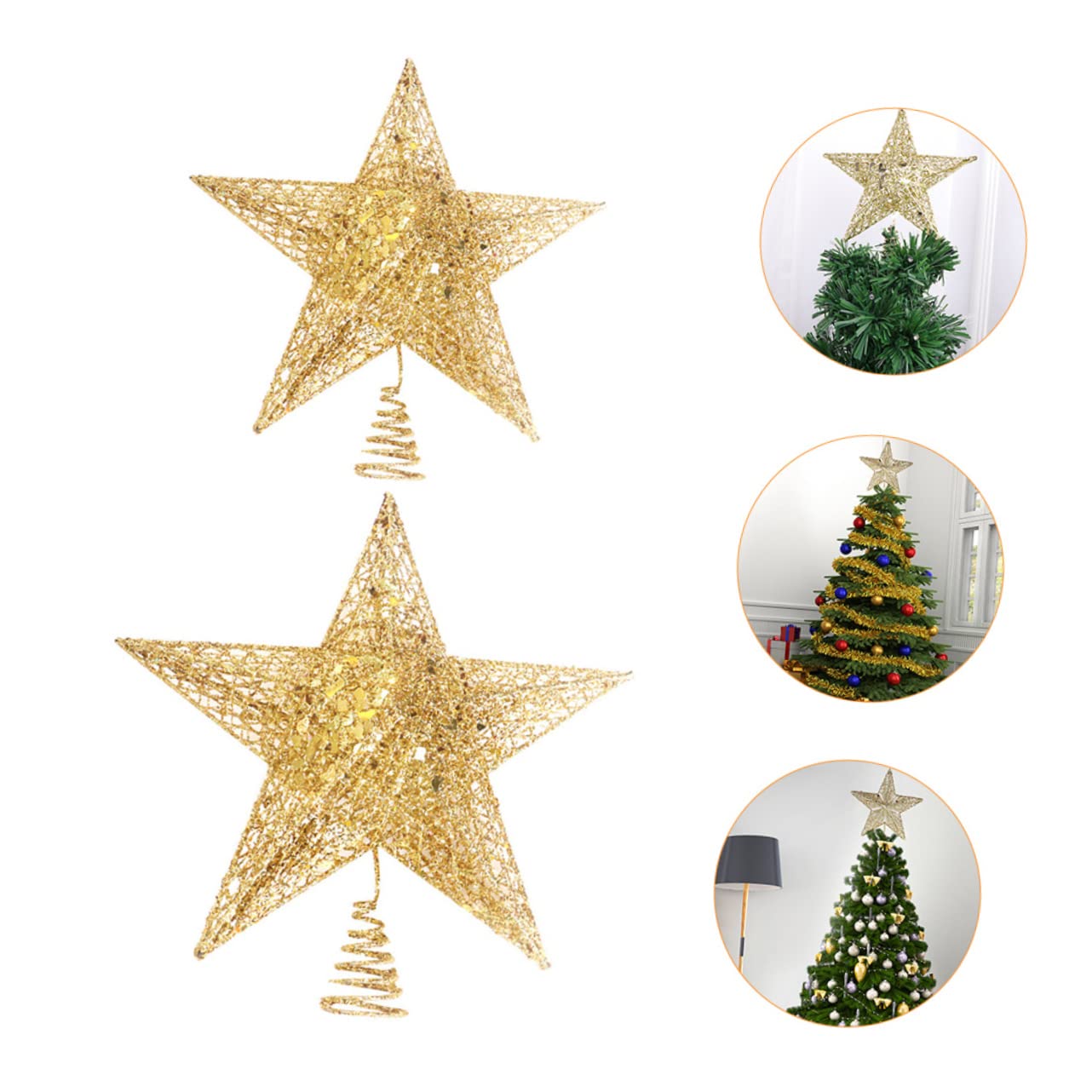 OUNONA 6stücke Weihnachtsbaumspitzen Stern Aus Eisen Glitzernde Goldene Weihnachtsbaumdeko Und Festliche Baumkrone Für Weihnachten Langlebig Und Wiederverwendbar
