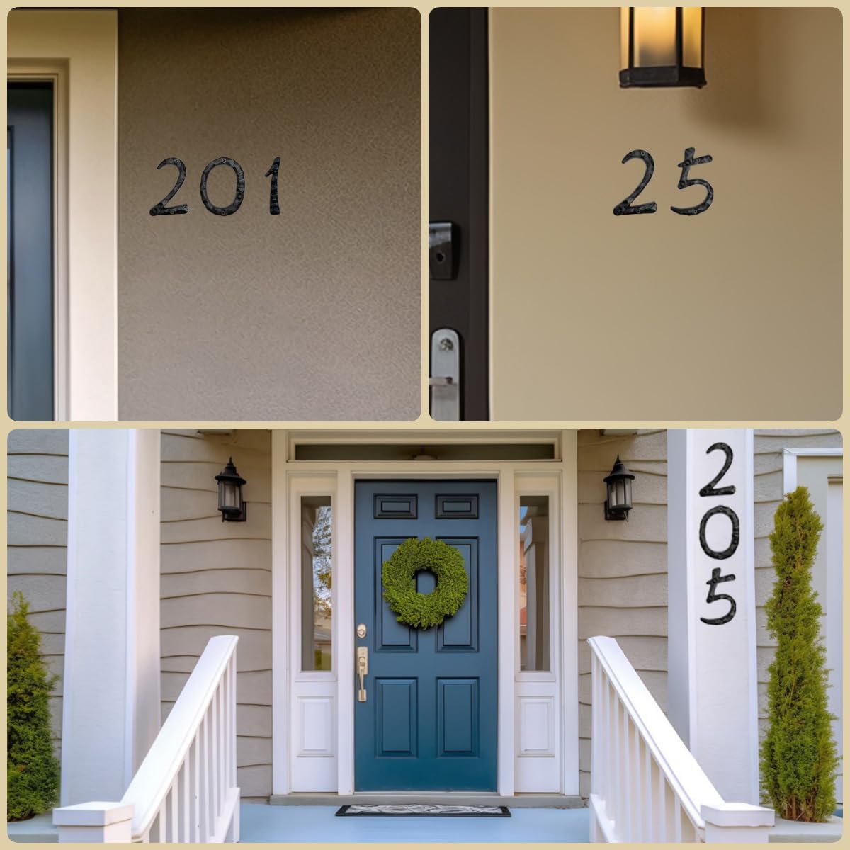Black 3D Cast Iron House Numbers, 5 Inch Address Number with Wrought Iron Nails Decoration for Outside, Solid Rustic Metal Number Sign, Black #2