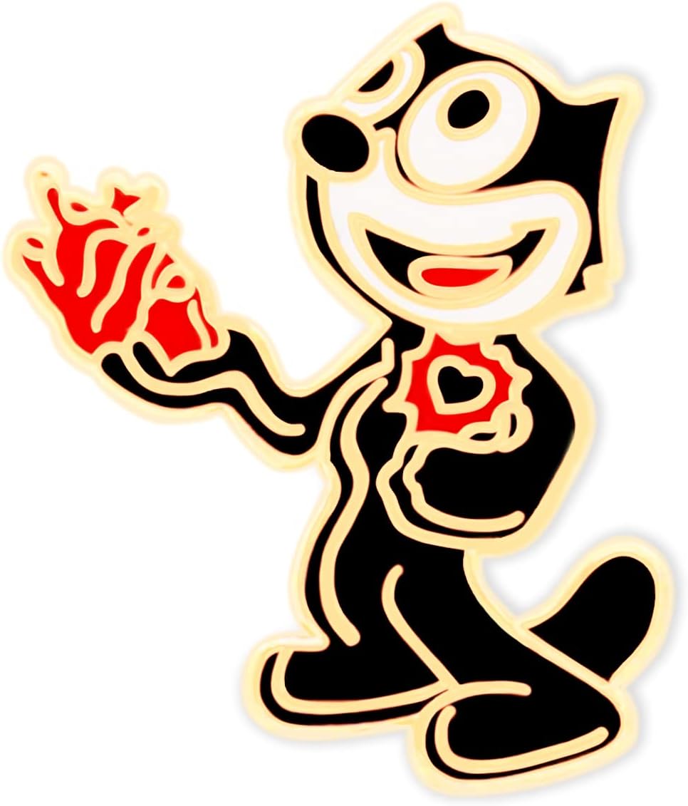 Felix the Cat Pin | Enamel Pin | Lapel Pin | Brooch | Metal Pin | For Jackets, Shirts, Backpacks | Felix Ripping his Heart Out