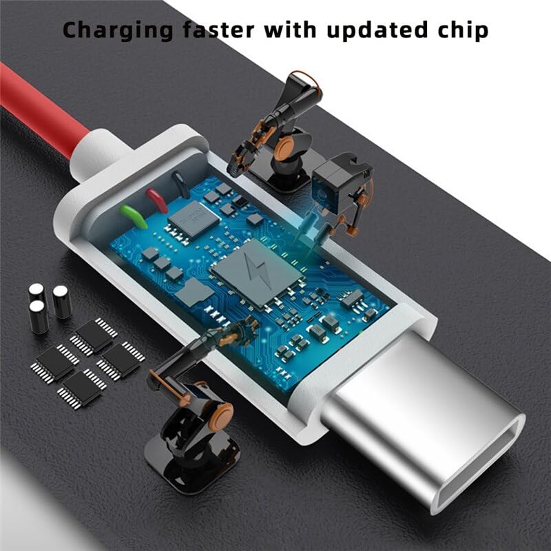 Image of Original Fast USB C to Type C Data Sync Fast Charging Charger Cable for One Plus 12,12r,11,11r,10r,10t,10,10 pro,9 Pro,8,8T,7t,7t Pro,6,Nord,4,3,2,2t,Ce2 Lite,Ce3 lite, Red