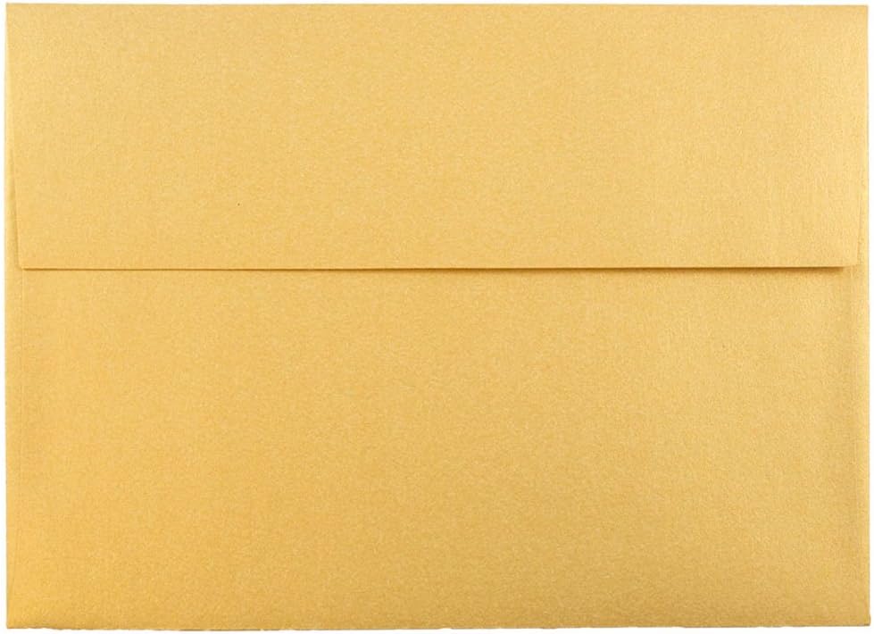 JAM PAPER A7 Metallic Invitation Envelopes - 5 1/4 x 7 1/4 - Gold Stardream - 50/Pack