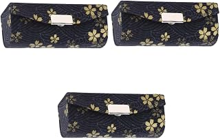 Abaodam 3 Peças De Batom Para Mulheres Bolsa De Maquiagem De Viagem Estojo De Batom Para Bolsa Estojo De Batom Floral Suporte Para Lábios Cosméticos Porta Batom De Viagem Bolsa De Batom
