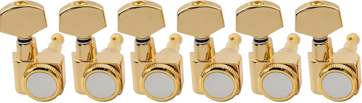 Musiclily Pro R15T-01 6 inline 2-pins Guitar Locking Tuners Set Gold