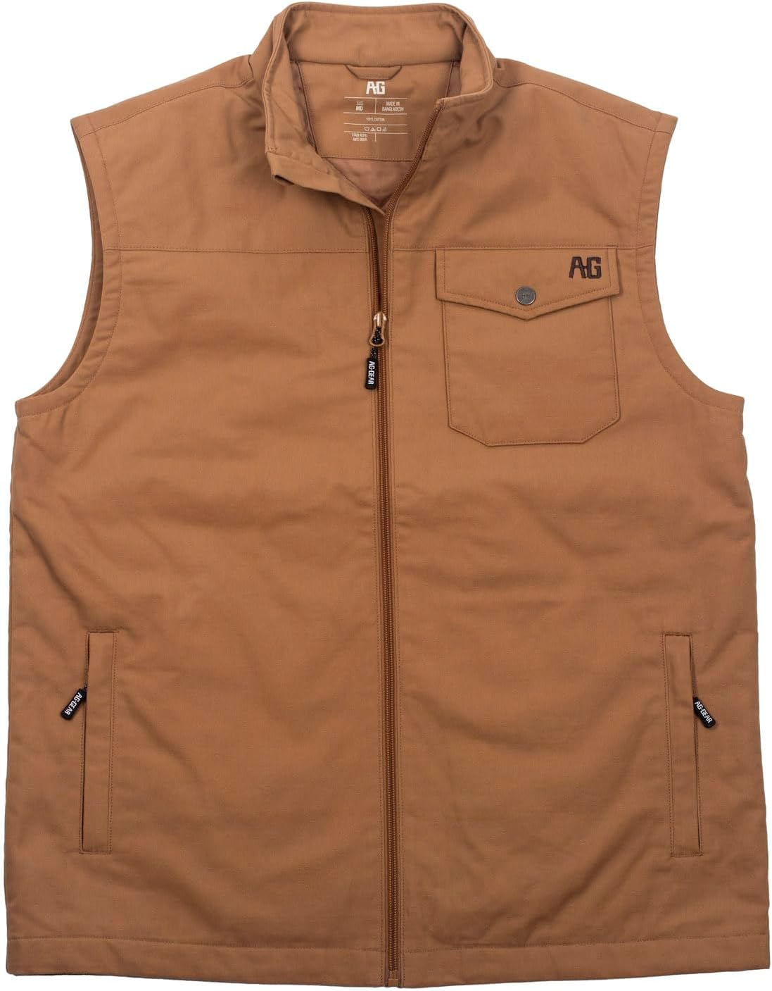 AG-GEAR Men's Winston Vest, Wind Resistant Cotton-Performance Work Vest, Full-Zip, Quilted Interior Lining, Snap Front Pocket - Image 5
