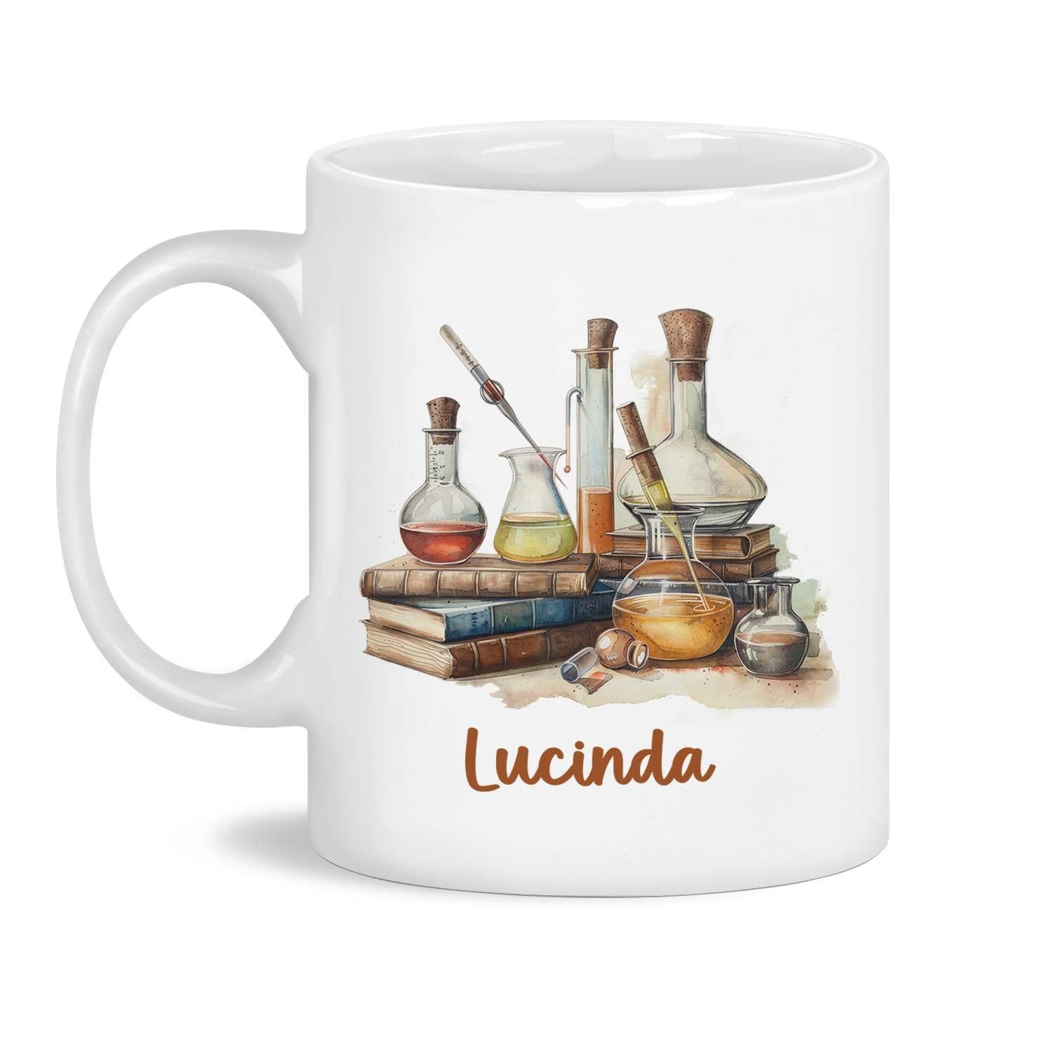 Custom Tea Cup With Laboratory Equipment Design, Personalized Scientist Coffee Mug Choose Name, Novelty Travel Mug Gift For Researchers, Customized Science Themed Ceramic Cup 11oz 15oz