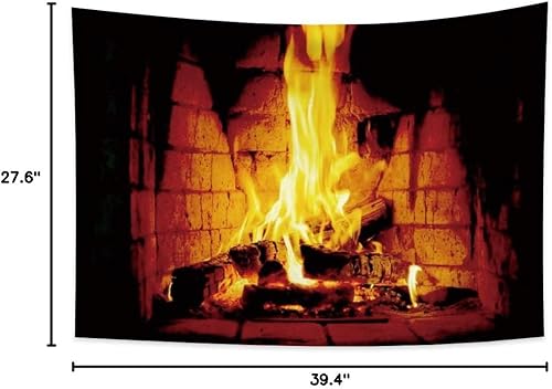 Miniatura 5 de Haoyiyi Tapiz de fuego ardiente de 39.4 x 27.6 pulgadas, para colgar en la pared de ladrillo brillante, vintage, regalos de Navidad, festivales,
