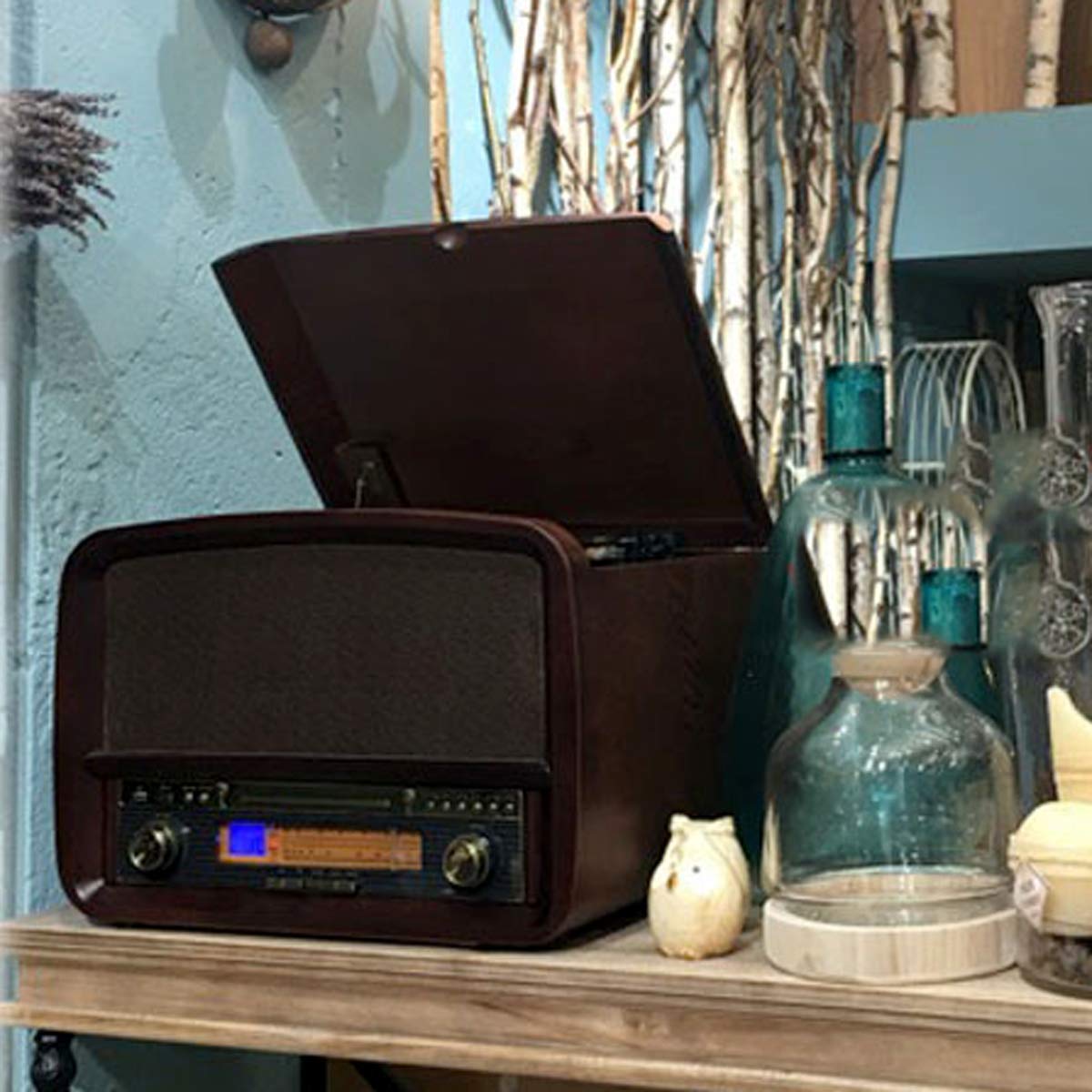 Giradischi portatile wireless Bluetooth con altoparlante integrato, giradischi in vinile a 3 velocità per casa e viaggio