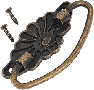YYDFPIIA Antique Bronze Handle Vintage Pull Brass Knob 81mm*40mm Europe Style Flower Cabinet Drawer Kitchen Decor Furniture Hardware