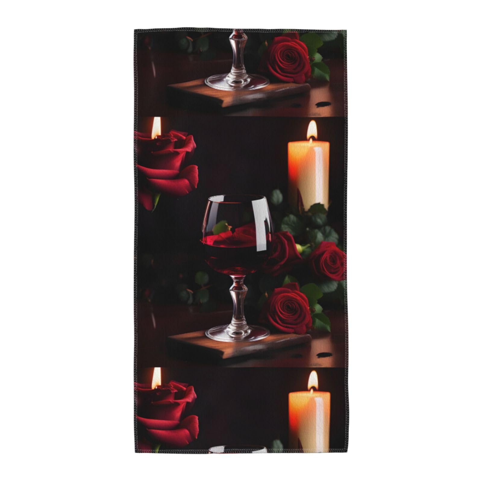 Cbaaghh Red Wine Rose And Candle Print Towel, Towels Thick Face Towels Fast Drying Washcloth For Bath, Spa, Gym