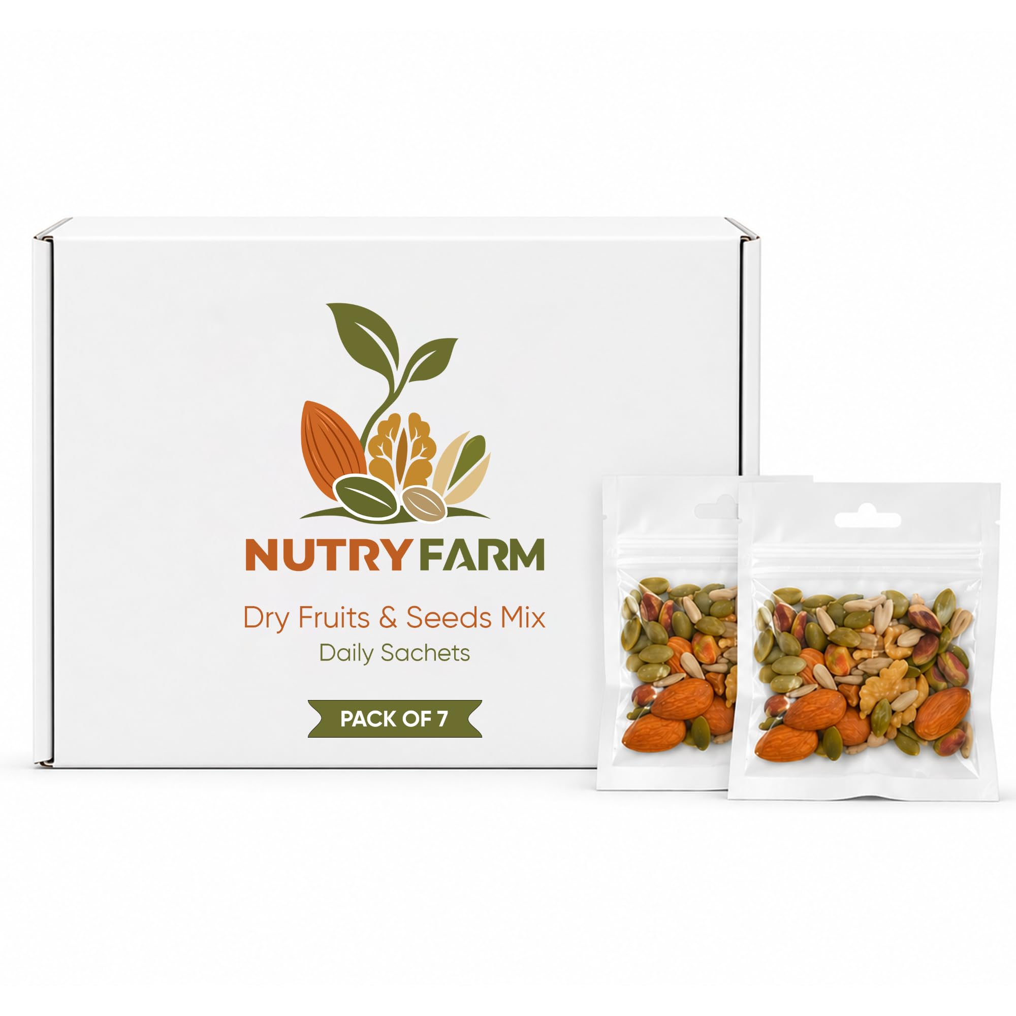 Nutry Farm Absolute Health Dry Fruits Mix with Daily Intake Protein(6g/pack) | Premium Trail Mix with Almonds, Pistachios, Walnuts, Sunflower Seeds & Pumpkin Seeds | Healthy Mixed Dry Fruits | Pack of 7-image-14