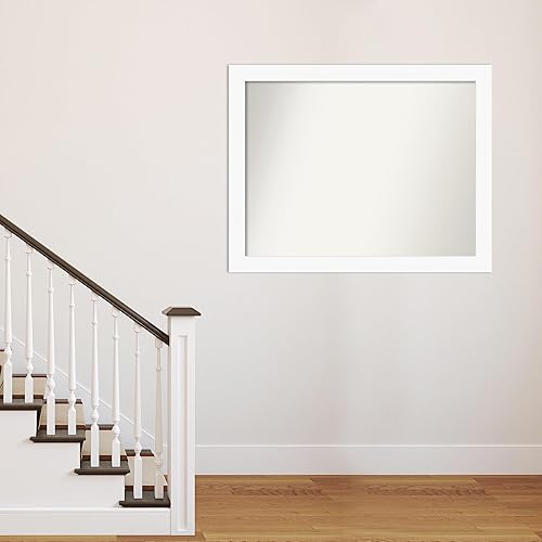 Miniatura 4 de Amanti Art Espejo de baño blanco para sobre el fregadero, 38 x 48 pulgadas, espejo de tocador rectangular blanco, marco de madera moderno de gran