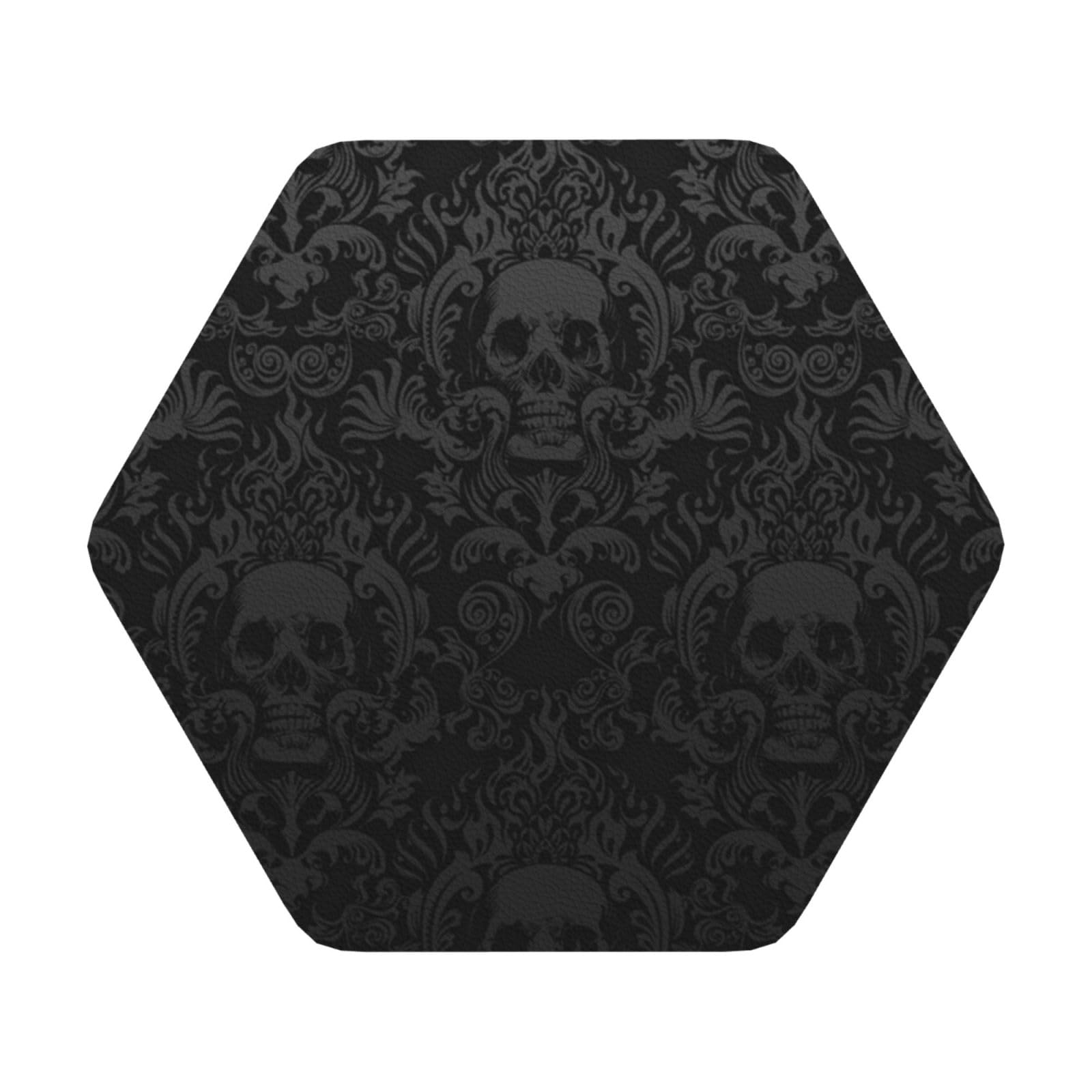 gothic wallpaper skull PU Leather Coasters Set of 6 Hexagon Drink Coasters