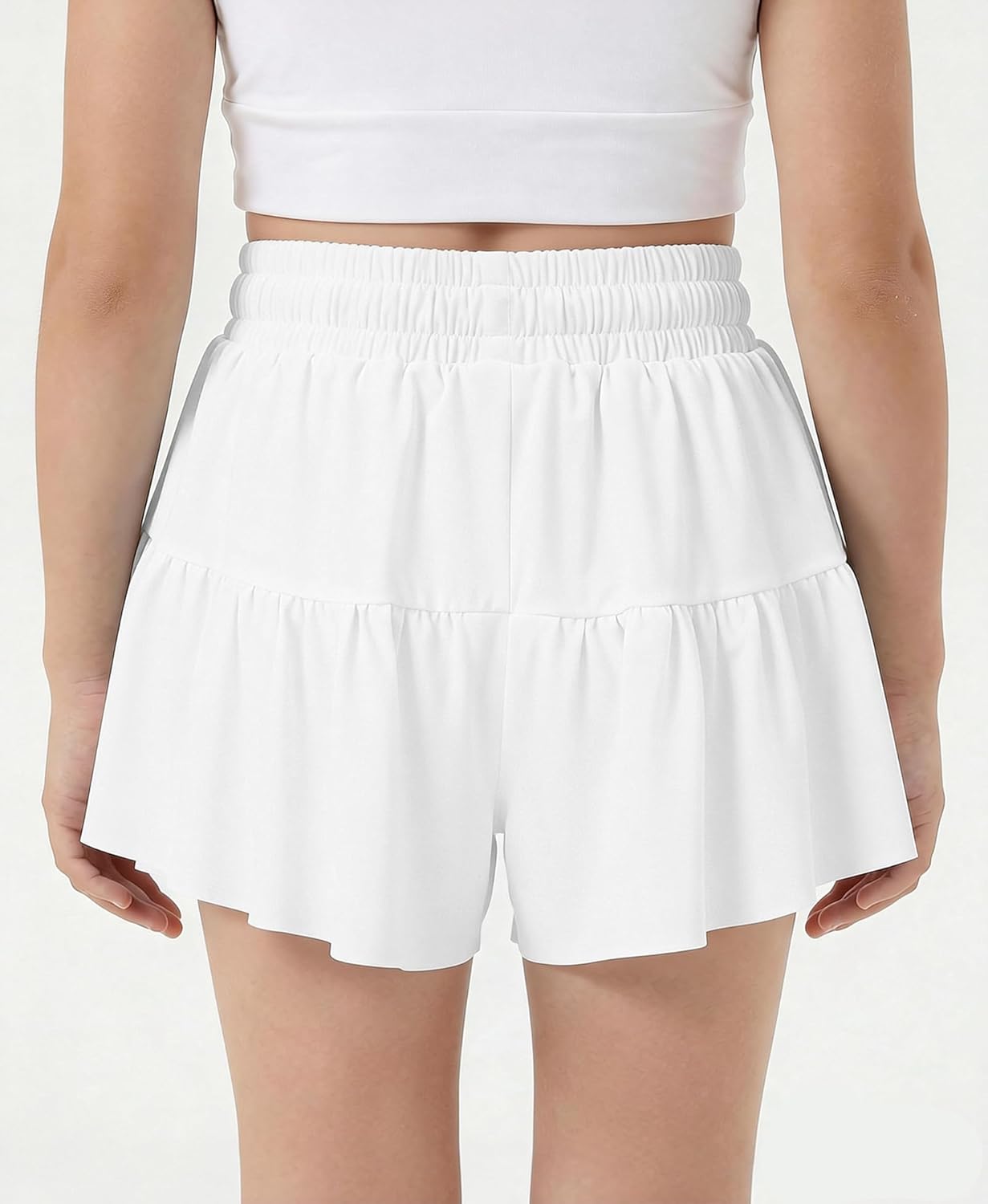 Stelle Butterfly Shorts Girls with Pocket Athletic Flowy Short 2 in 1 Dance Cheer Running Tennis Sports Skort 4-15 Years - Image 2