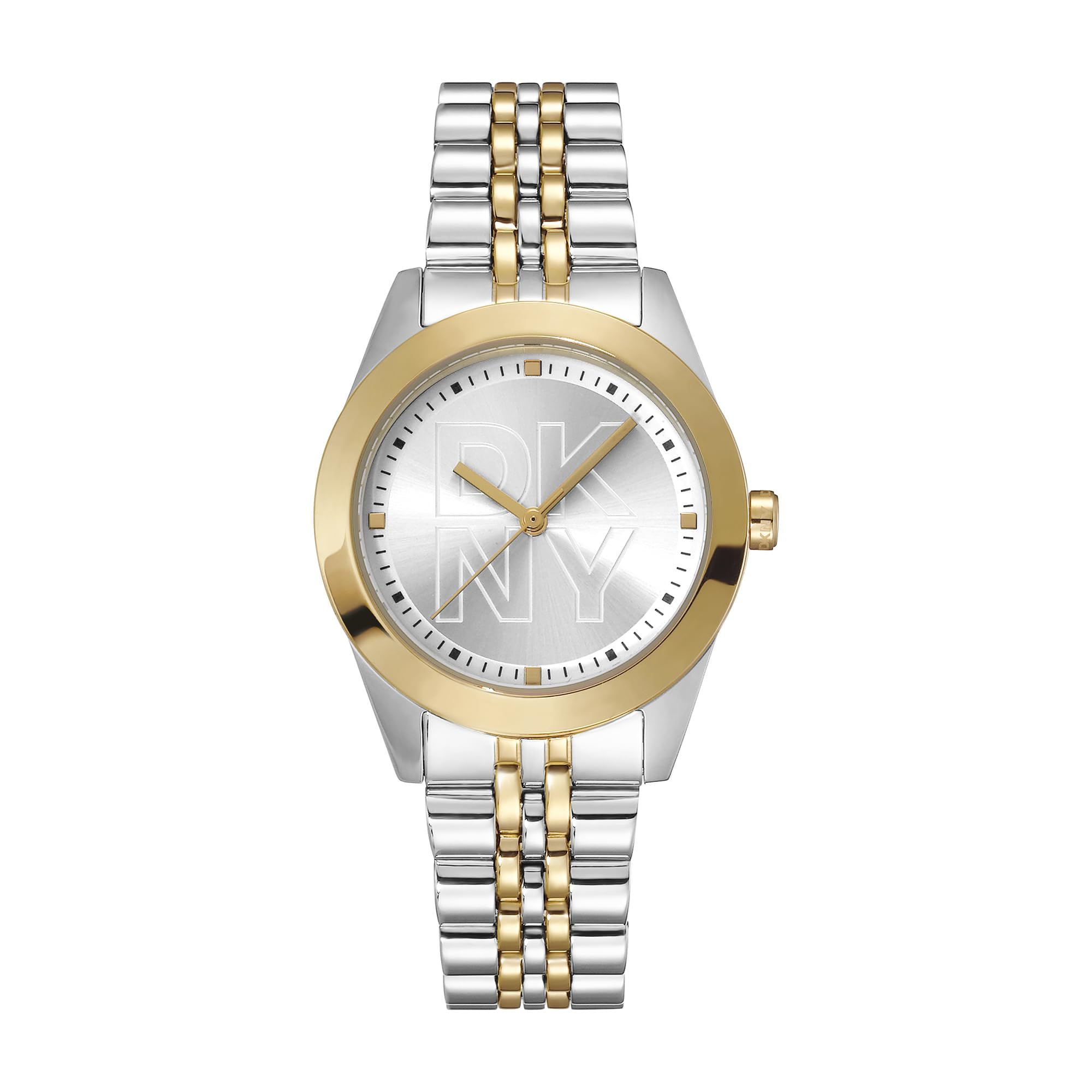 DKNY Parsons Logo Quartz Watch 5 ATM, Silver/Gold, Standard Size, Modern