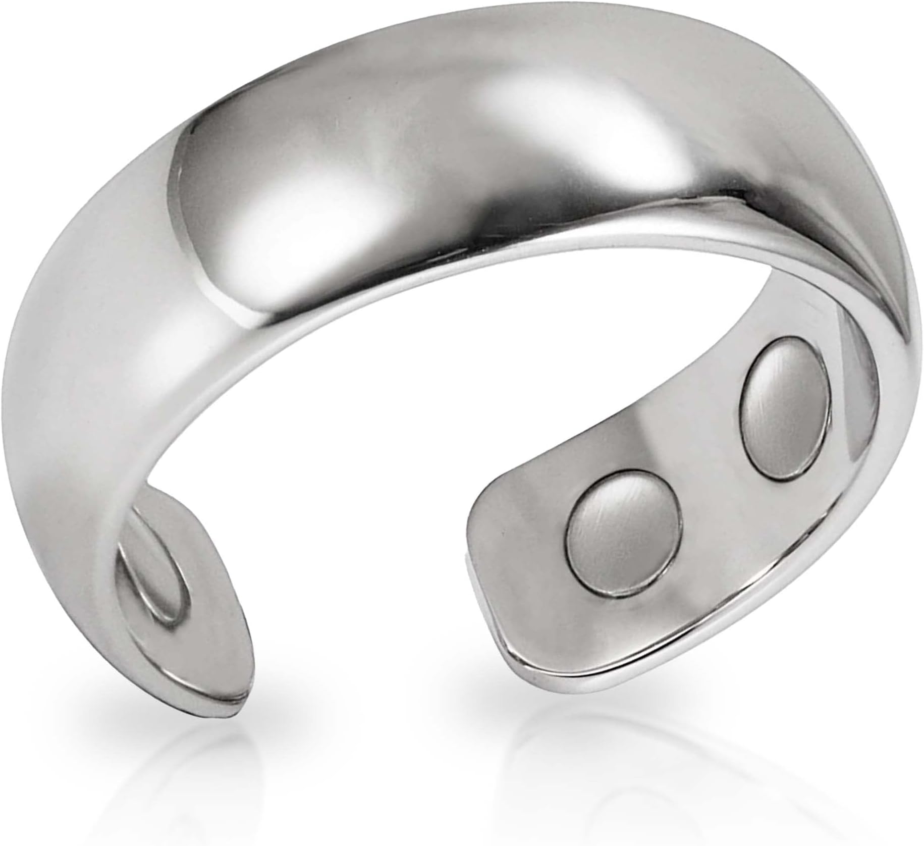 MagnetRX® Magnetic Ring - Elegant Stainless Steel Ring - Magnet Rings for Women & Men (Polished Silver, Size: 10)