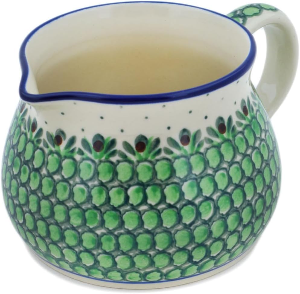 Polmedia Polish Pottery Pitcher UNIKAT - Cobblestone Path Pattern Handmade in Boleslawiec Poland by Ceramika Artystyczna + Certificate of Authenticity